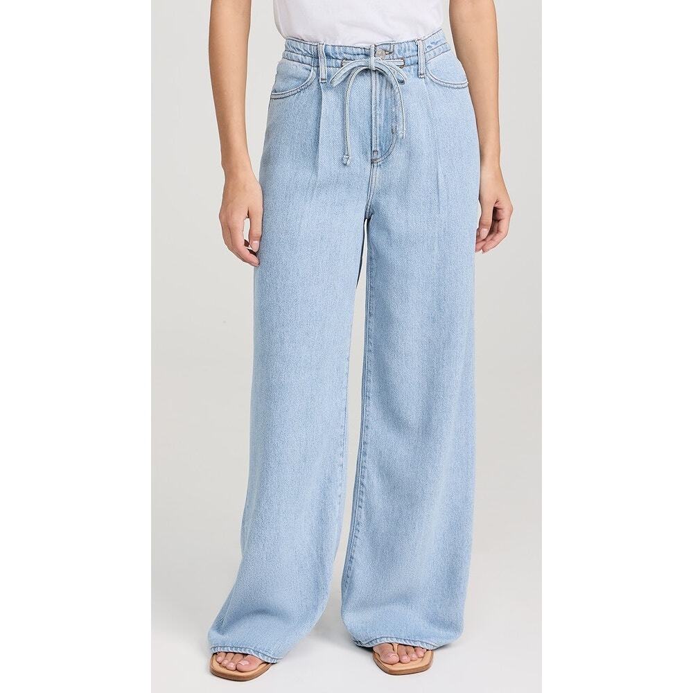 FRAME Super Drape Drawstring High Waisted Denim Wide Leg Jeans Blue 27
